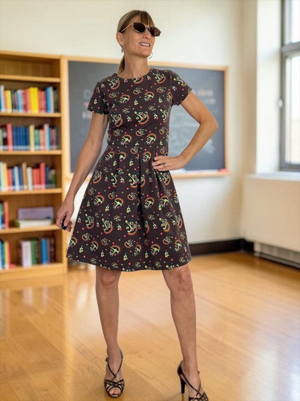 Matilda Jane Maja Ponte Dress XS Brown Floral